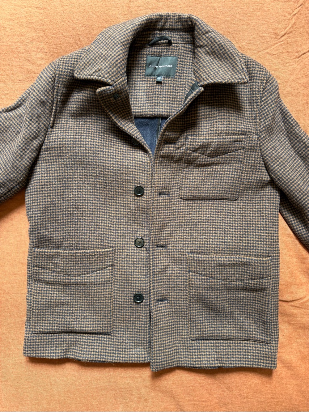 Club Monaco Brown Houndstooth Pea Coat